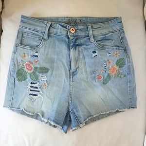 Light Washed Embroidered Shorts